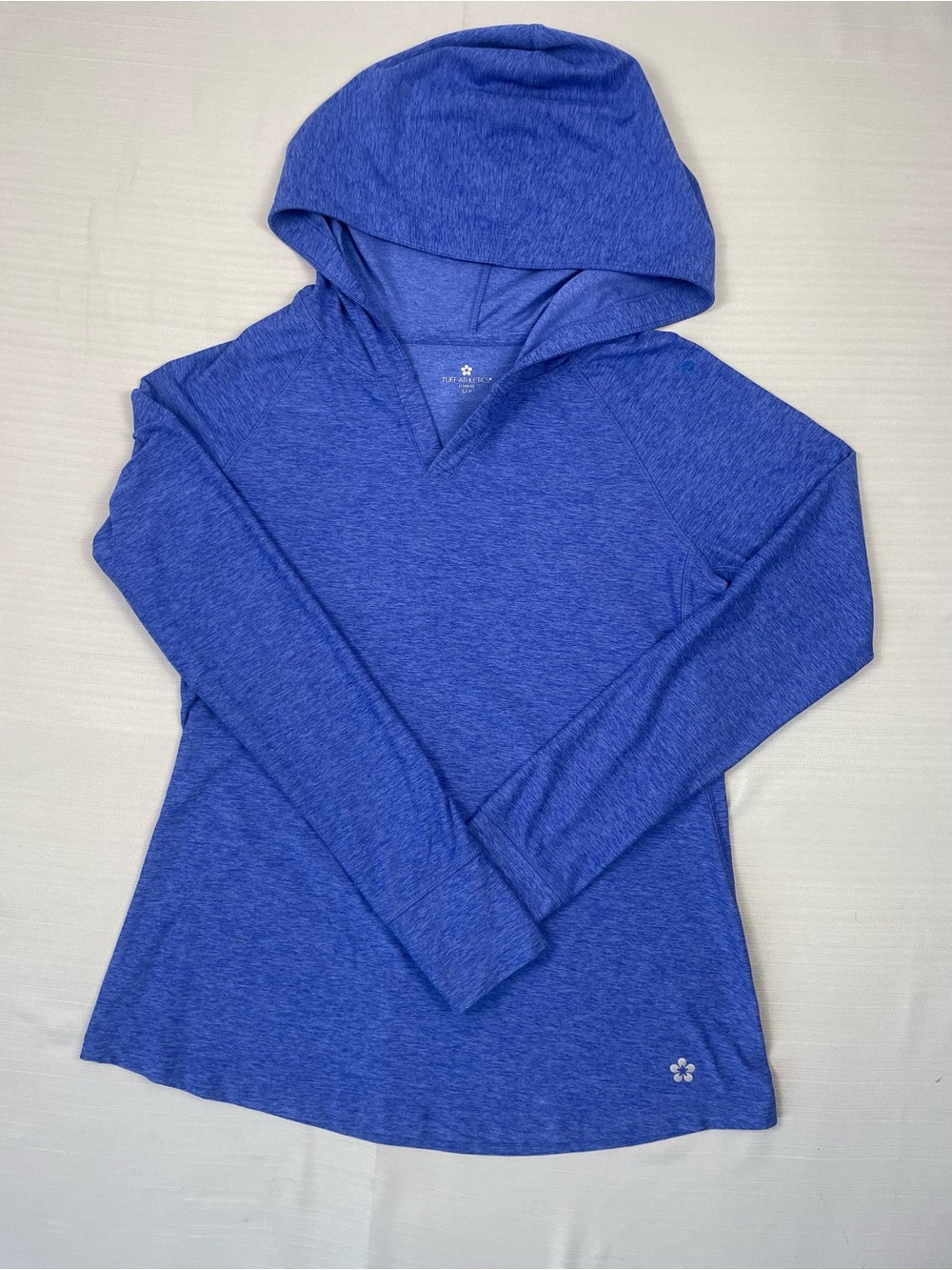 30% with 3! Tuff Athletics Women's Lightweight Heathered Blue Activewear Hoodie